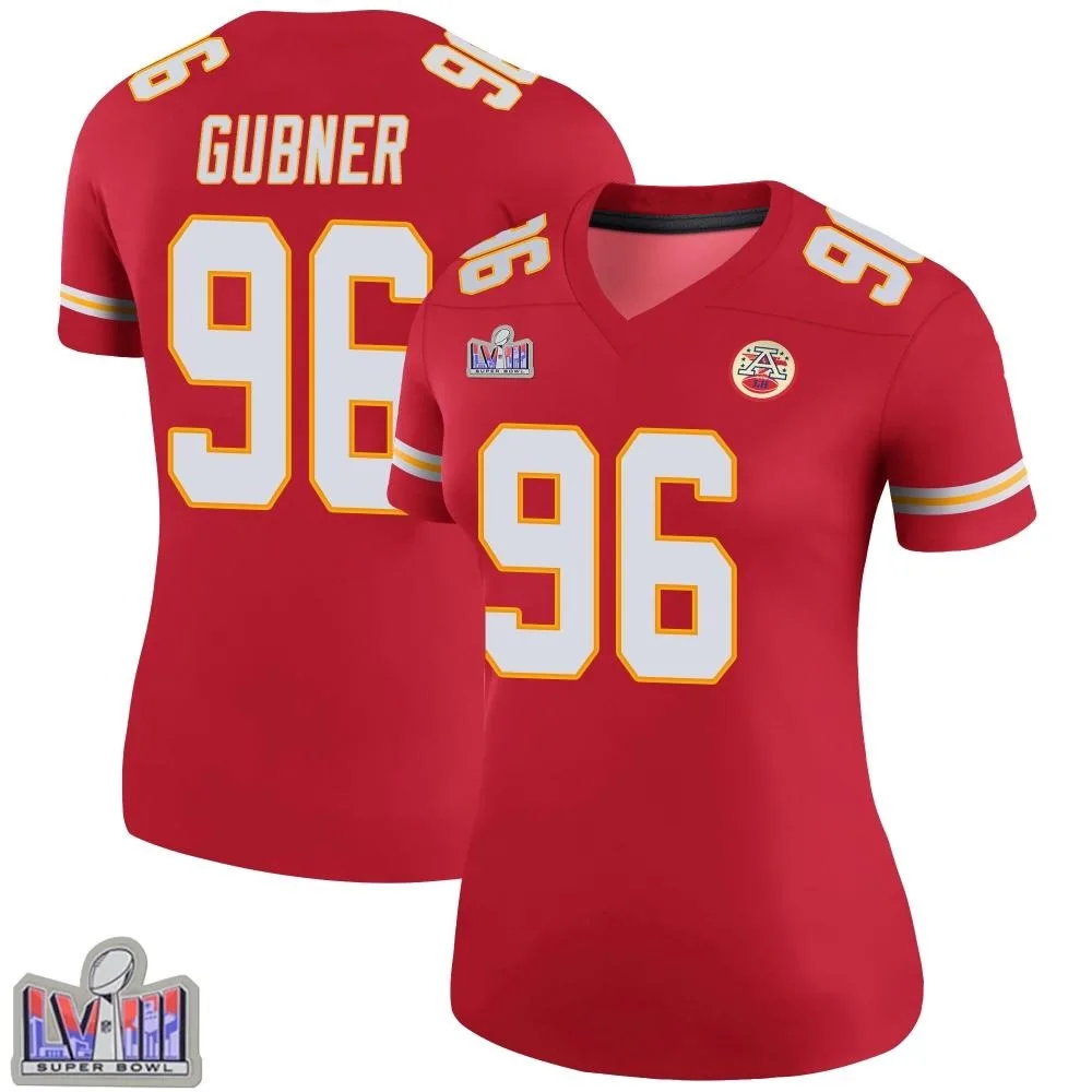Women's Kansas City Chiefs Alex Gubner Nike Color Rush Super Bowl LVIII Patch Legend Red Jersey Women's Kansas City Chiefs Alex Gubner Nike Color Rush Super Bowl LVIII Patch Legend Red Jersey