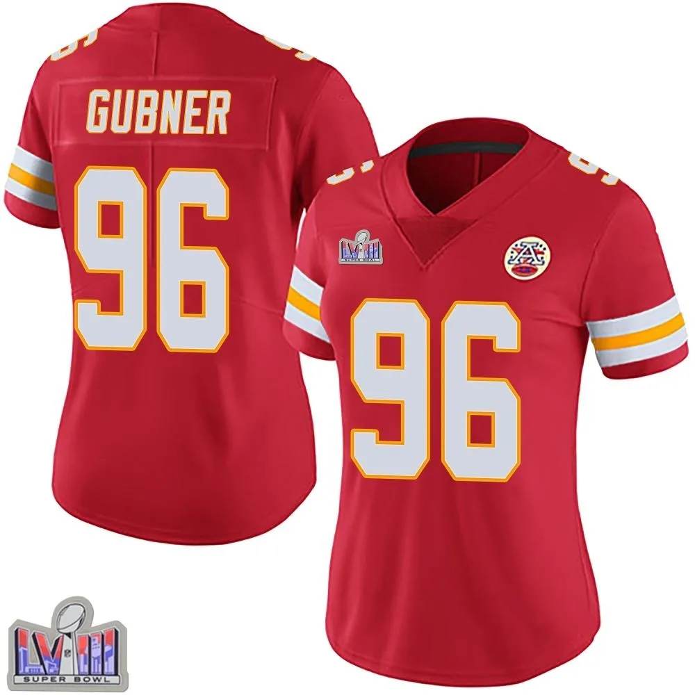 Women's Kansas City Chiefs Alex Gubner Nike Team Color Vapor Untouchable Super Bowl LVIII Patch Limited Red Jersey Women's Kansas City Chiefs Alex Gubner Nike Team Color Vapor Untouchable Super Bowl LVIII Patch Limited Red Jersey