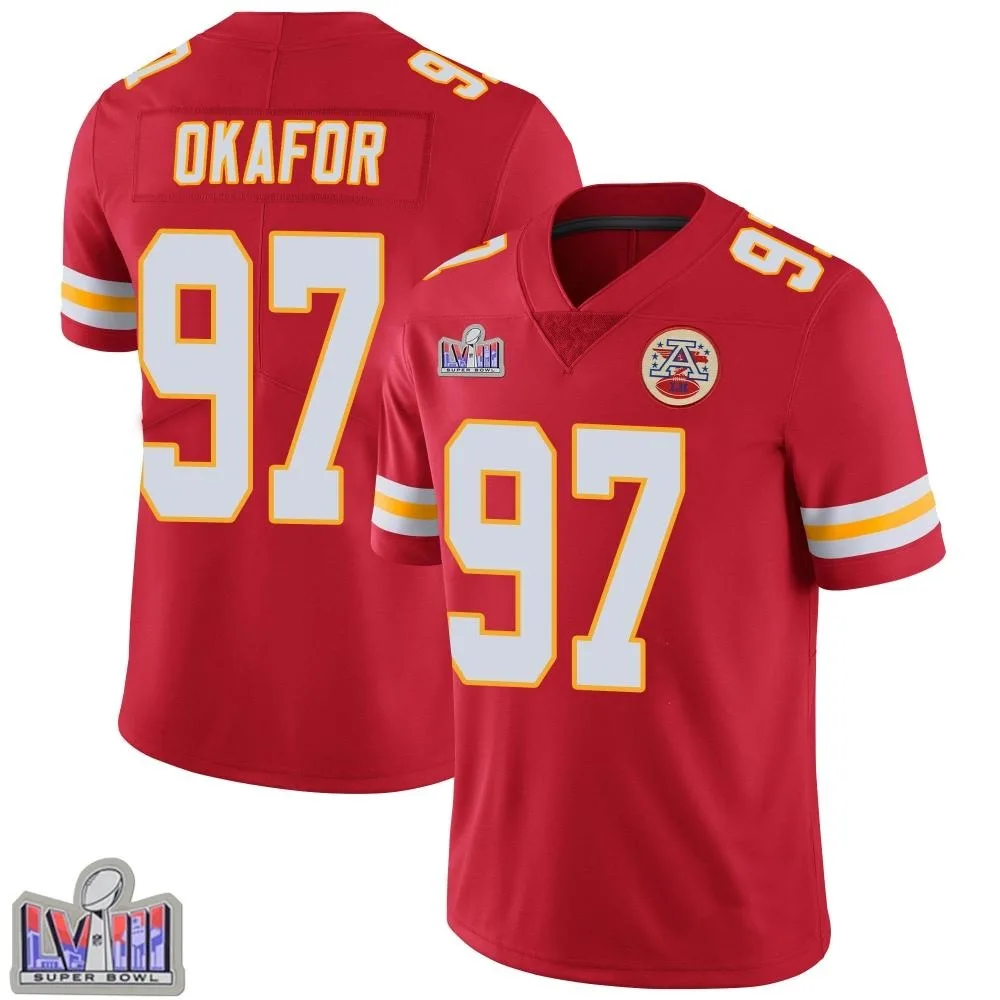 Men's Kansas City Chiefs Alex Okafor Nike Team Color Vapor Untouchable Super Bowl LVIII Patch Limited Red Jersey