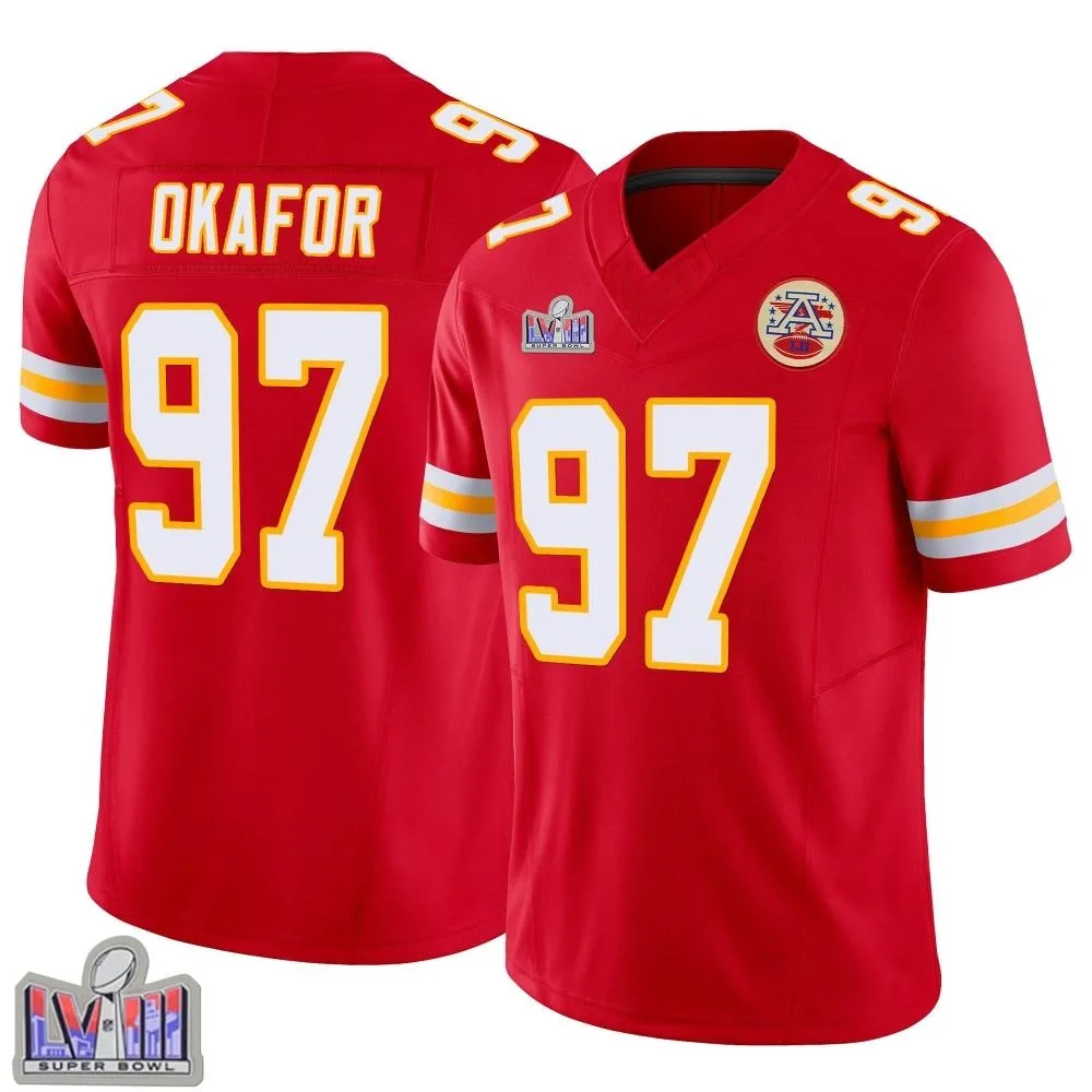 Youth Kansas City Chiefs Alex Okafor Nike Vapor F.U.S.E. Super Bowl LVIII Patch Limited Red Jersey Youth Kansas City Chiefs Alex Okafor Nike Vapor F.U.S.E. Super Bowl LVIII Patch Limited Red Jersey