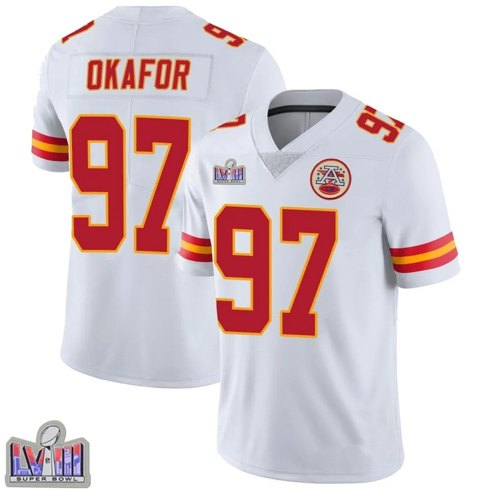 Youth Kansas City Chiefs Alex Okafor Nike Vapor Untouchable Super Bowl LVIII Patch Limited White Jersey Youth Kansas City Chiefs Alex Okafor Nike Vapor Untouchable Super Bowl LVIII Patch Limited White Jersey
