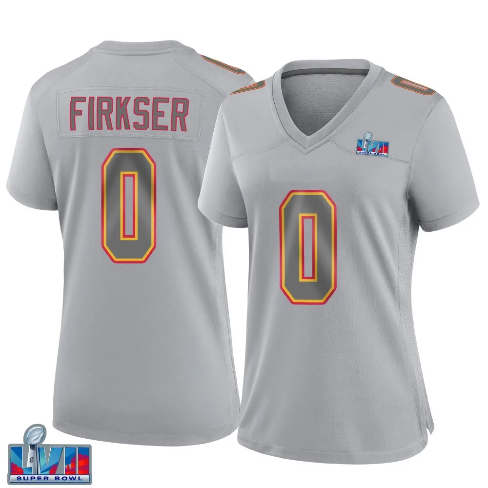 Women's Kansas City Chiefs Anthony Firkser Nike Atmosphere Fashion Super Bowl LVII Patch Game Gray Jersey Women's Kansas City Chiefs Anthony Firkser Nike Atmosphere Fashion Super Bowl LVII Patch Game Gray Jersey
