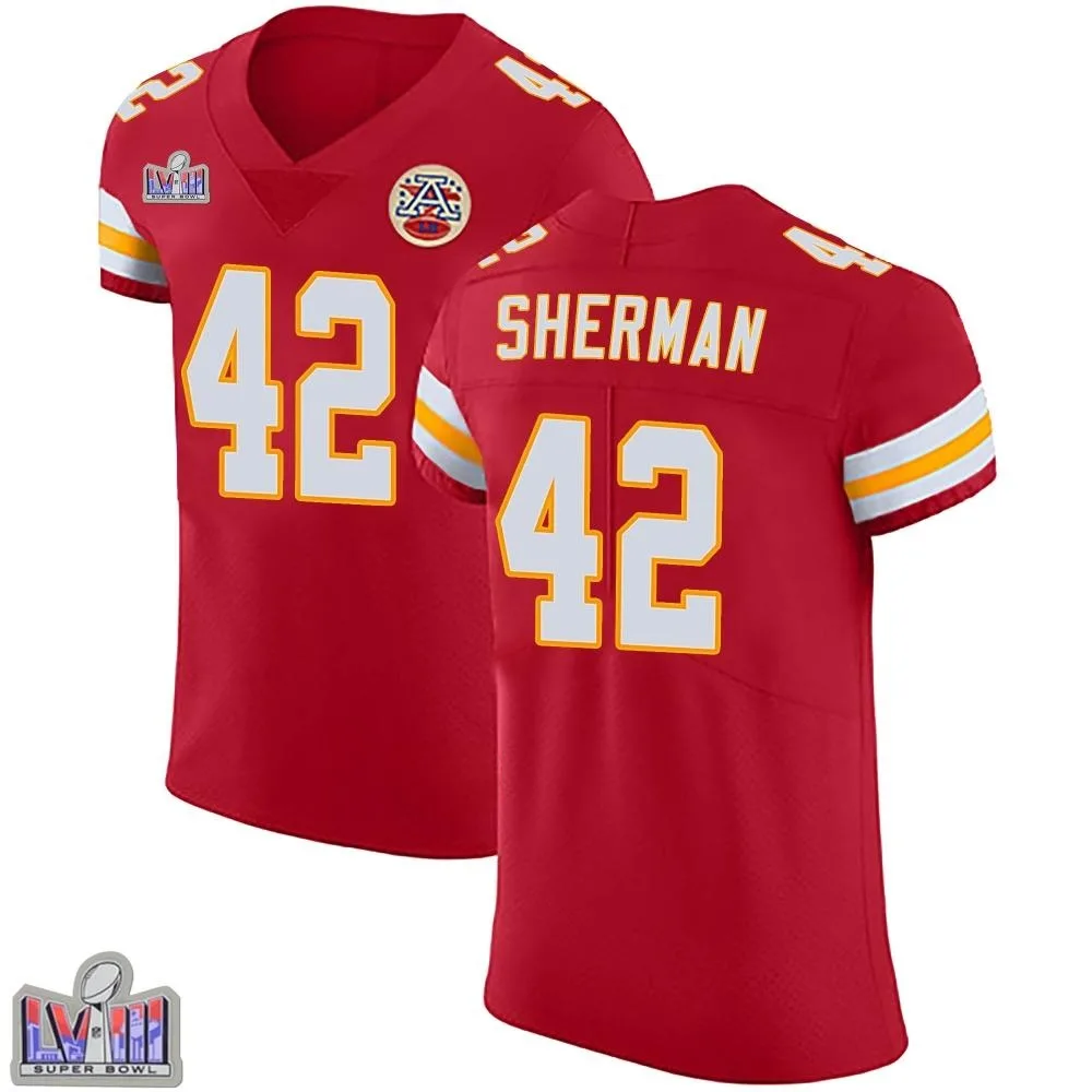 Men's Kansas City Chiefs Anthony Sherman Nike Team Color Vapor Untouchable Super Bowl LVIII Patch Elite Red Jersey Men's Kansas City Chiefs Anthony Sherman Nike Team Color Vapor Untouchable Super Bowl LVIII Patch Elite Red Jersey