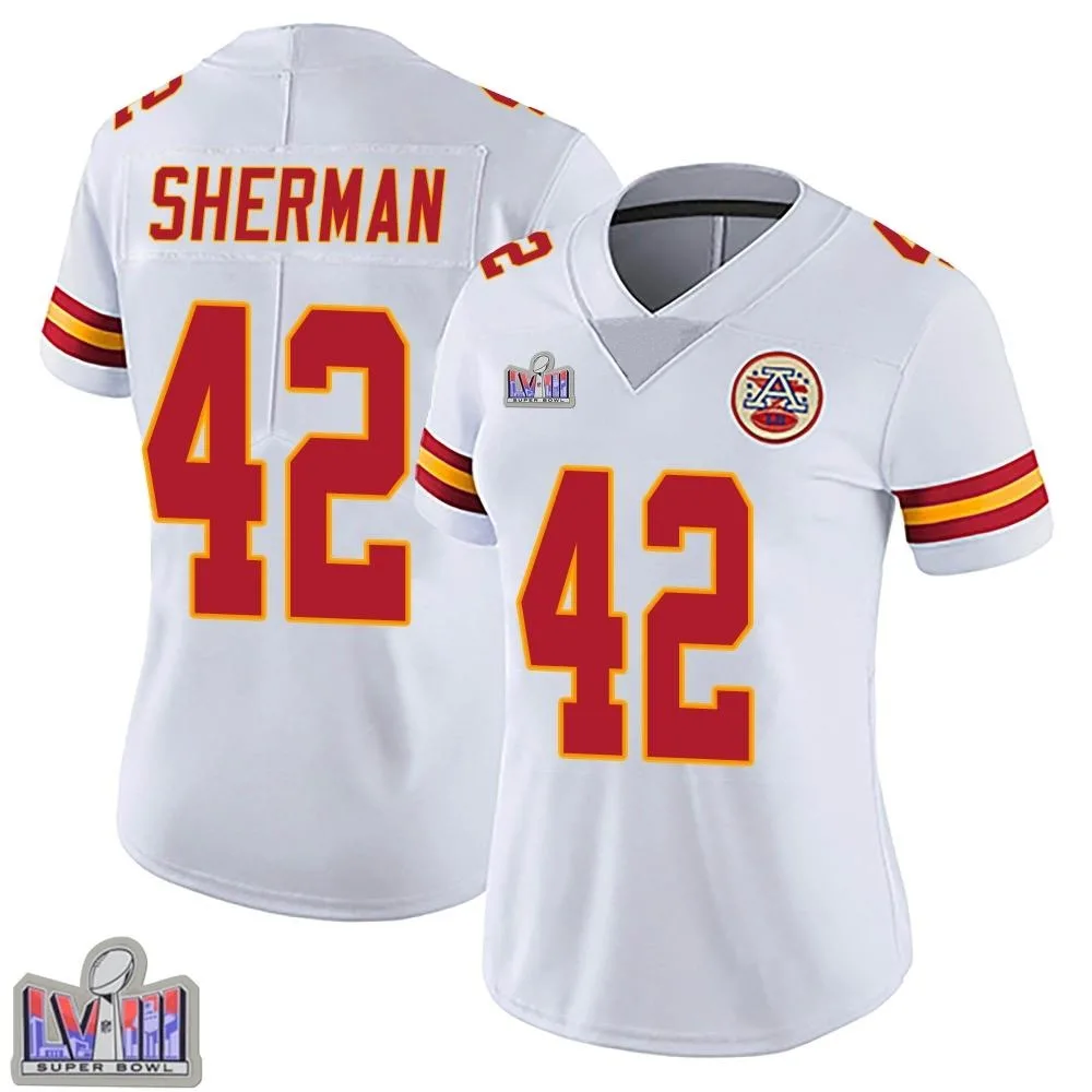 Women's Kansas City Chiefs Anthony Sherman Nike Vapor Untouchable Super Bowl LVIII Patch Limited White Jersey Women's Kansas City Chiefs Anthony Sherman Nike Vapor Untouchable Super Bowl LVIII Patch Limited White Jersey