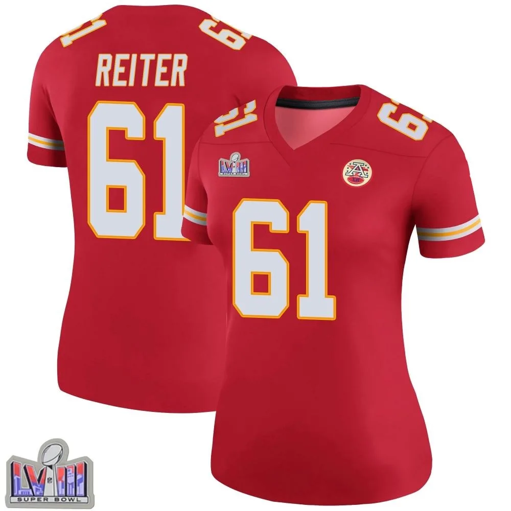 Women's Kansas City Chiefs Austin Reiter Nike Color Rush Super Bowl LVIII Patch Legend Red Jersey Women's Kansas City Chiefs Austin Reiter Nike Color Rush Super Bowl LVIII Patch Legend Red Jersey