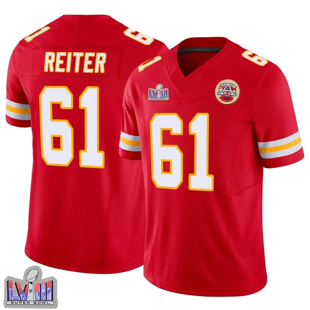 Youth Kansas City Chiefs Austin Reiter Nike Vapor F.U.S.E. Super Bowl LVIII Patch Limited Red Jersey Youth Kansas City Chiefs Austin Reiter Nike Vapor F.U.S.E. Super Bowl LVIII Patch Limited Red Jersey