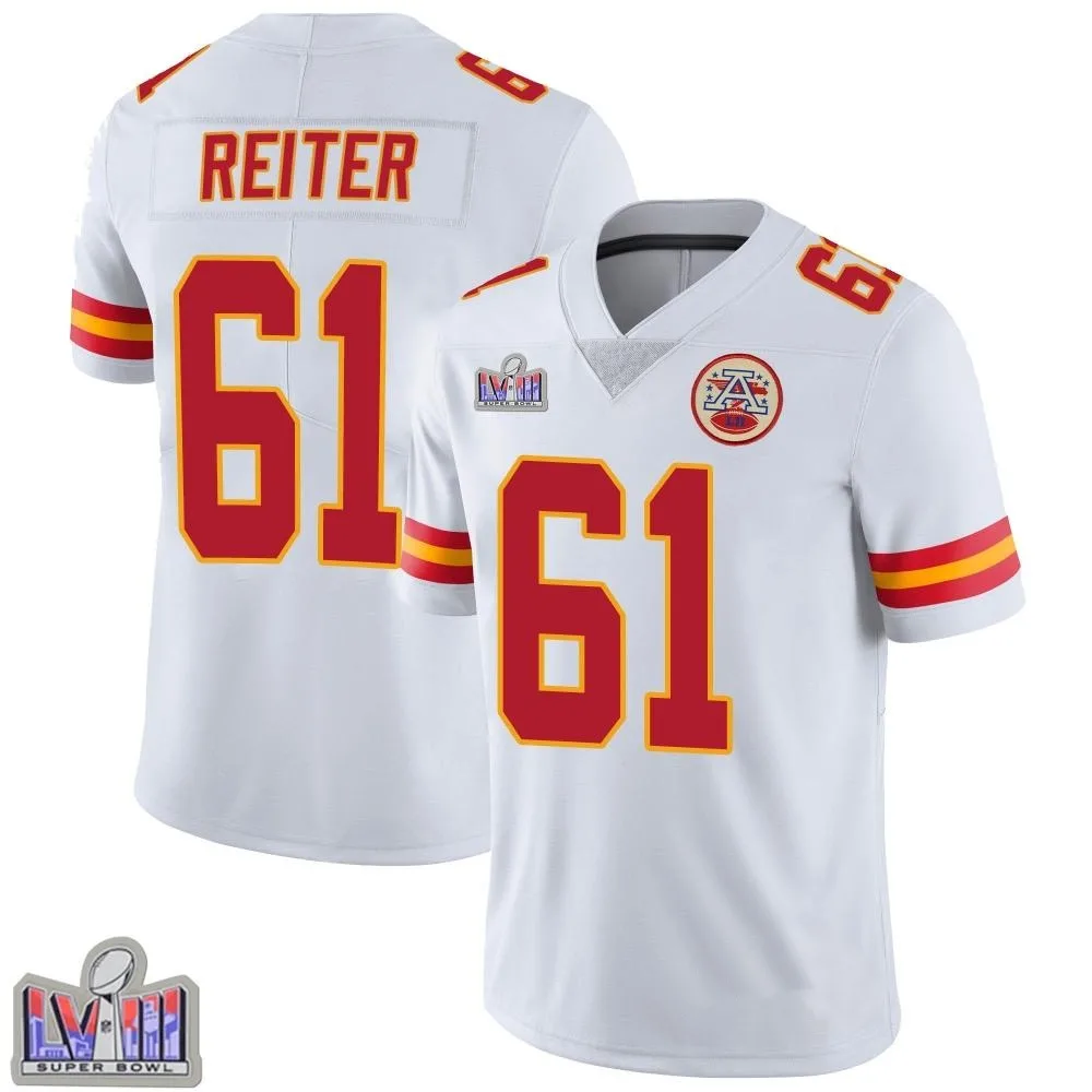 Youth Kansas City Chiefs Austin Reiter Nike Vapor Untouchable Super Bowl LVIII Patch Limited White Jersey Youth Kansas City Chiefs Austin Reiter Nike Vapor Untouchable Super Bowl LVIII Patch Limited White Jersey