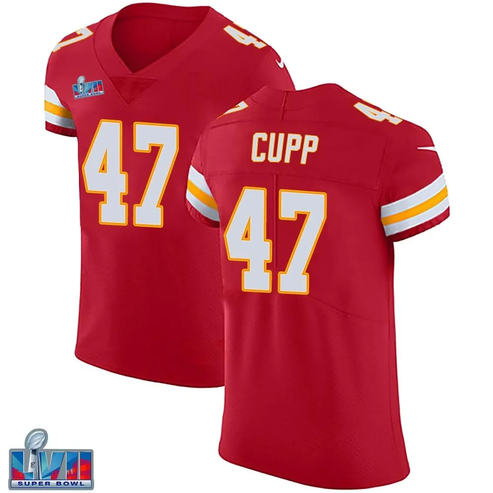 Men's Kansas City Chiefs Baylor Cupp Nike Team Color Vapor Untouchable Super Bowl LVII Patch Elite Red Jersey
