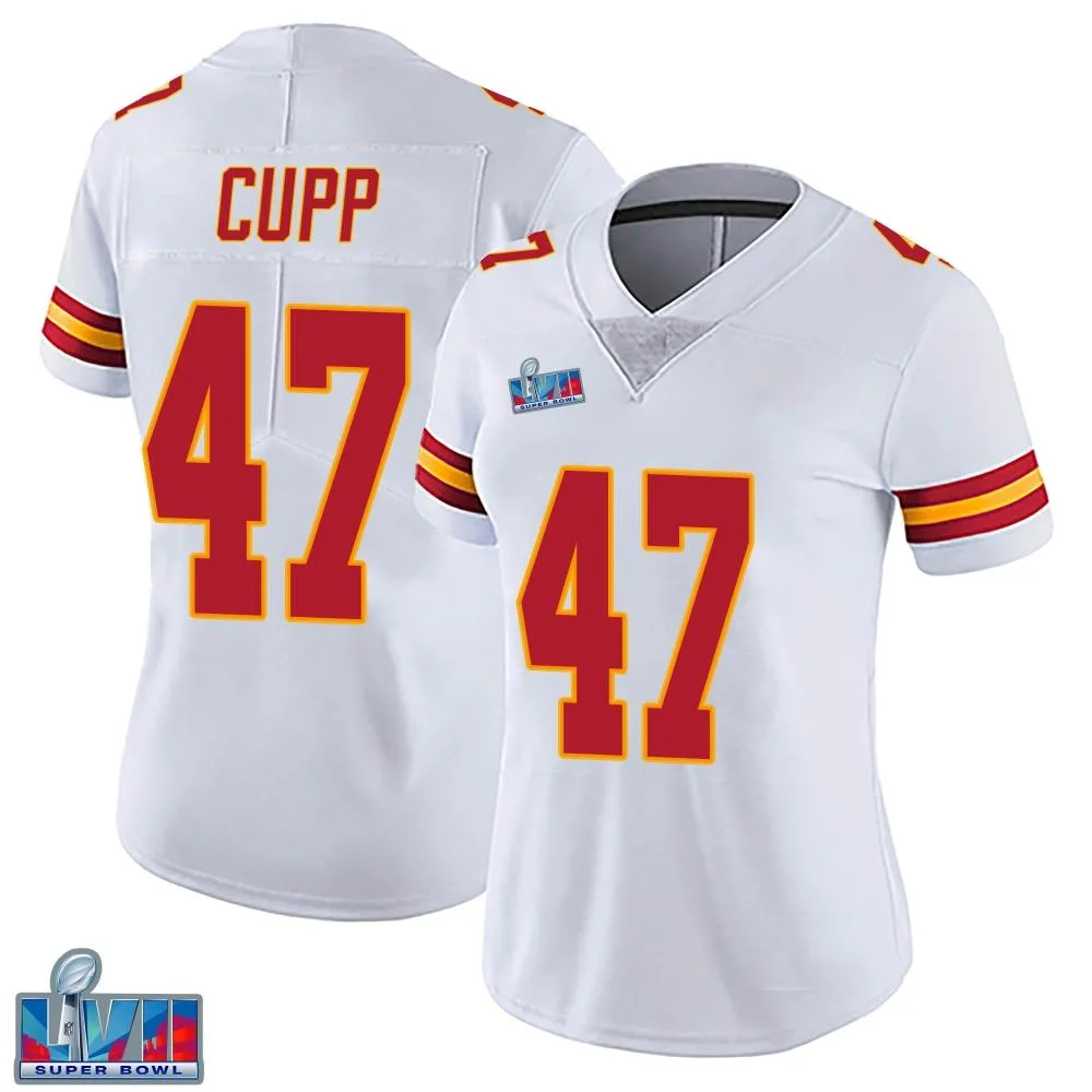 Women's Kansas City Chiefs Baylor Cupp Nike Vapor Untouchable Super Bowl LVII Patch Limited White Jersey Women's Kansas City Chiefs Baylor Cupp Nike Vapor Untouchable Super Bowl LVII Patch Limited White Jersey