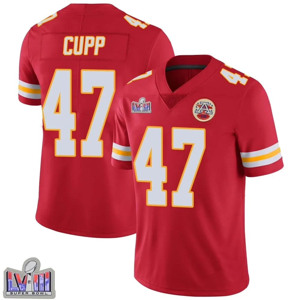 Youth Kansas City Chiefs Baylor Cupp Nike Team Color Vapor Untouchable Super Bowl LVIII Patch Limited Red Jersey Youth Kansas City Chiefs Baylor Cupp Nike Team Color Vapor Untouchable Super Bowl LVIII Patch Limited Red Jersey
