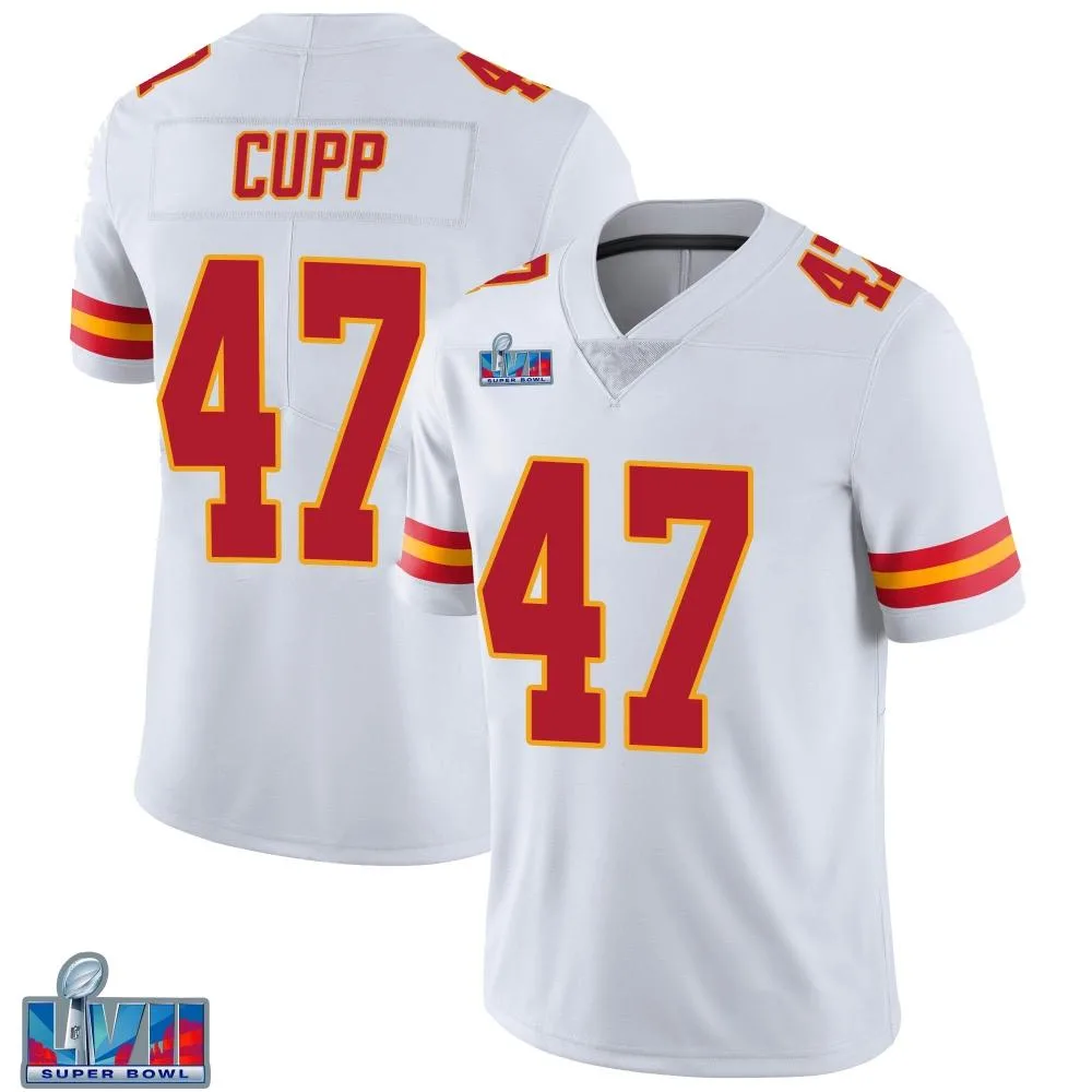 Youth Kansas City Chiefs Baylor Cupp Nike Vapor Untouchable Super Bowl LVII Patch Limited White Jersey Youth Kansas City Chiefs Baylor Cupp Nike Vapor Untouchable Super Bowl LVII Patch Limited White Jersey