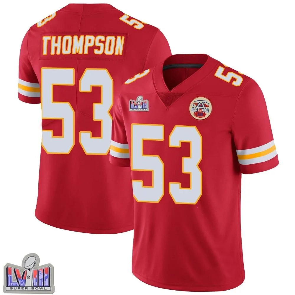 Youth Kansas City Chiefs Bj Thompson Nike Team Color Vapor Untouchable Super Bowl LVIII Patch Limited Red Jersey Youth Kansas City Chiefs Bj Thompson Nike Team Color Vapor Untouchable Super Bowl LVIII Patch Limited Red Jersey