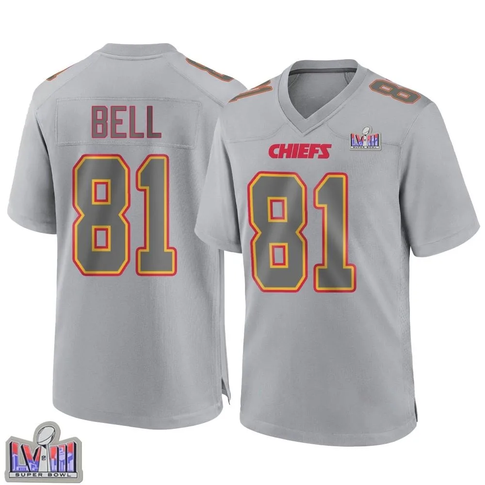 Men's Kansas City Chiefs Blake Bell Nike Atmosphere Fashion Super Bowl LVIII Patch Game Gray Jersey Men's Kansas City Chiefs Blake Bell Nike Atmosphere Fashion Super Bowl LVIII Patch Game Gray Jersey