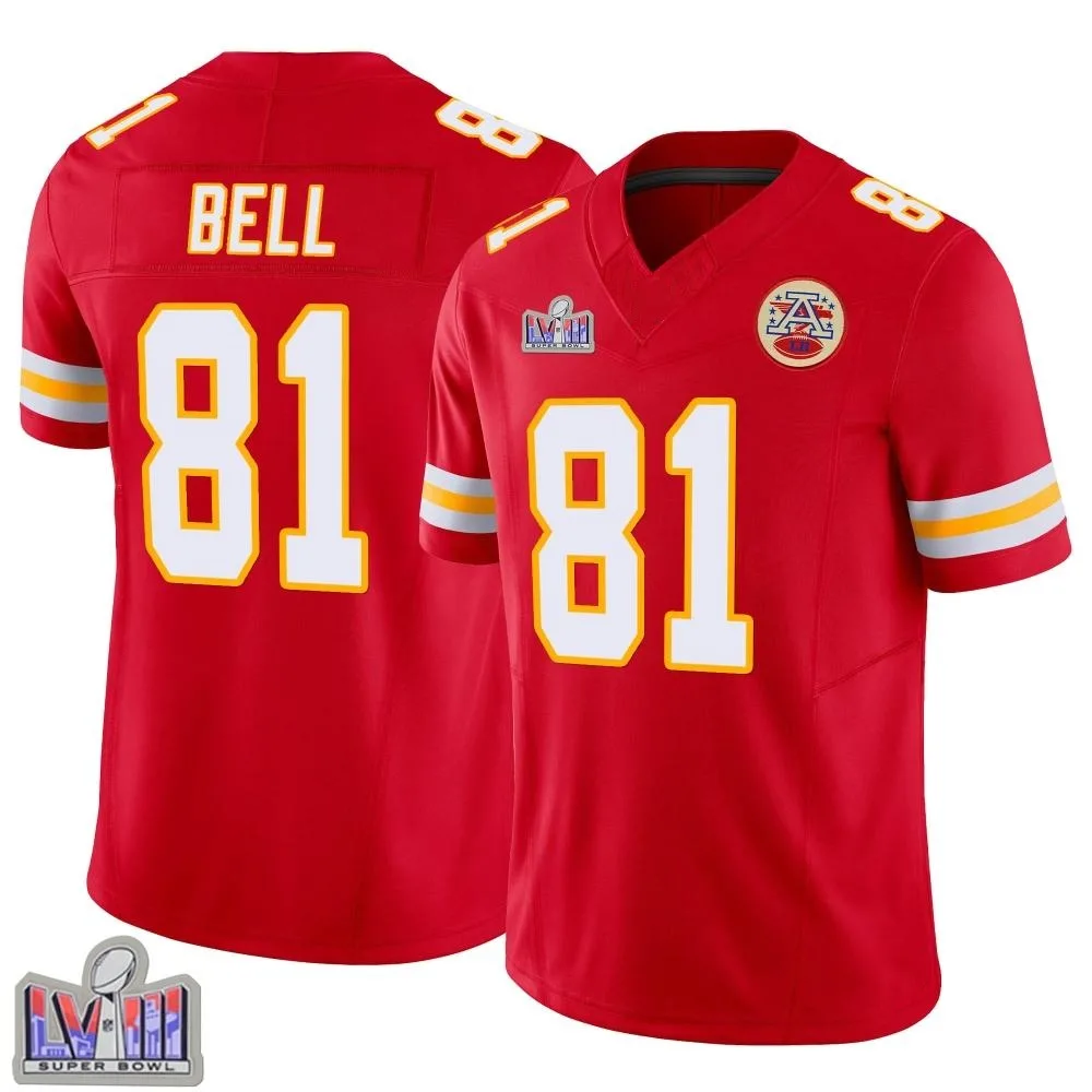 Men's Kansas City Chiefs Blake Bell Nike Vapor F.U.S.E. Super Bowl LVIII Patch Limited Red Jersey Men's Kansas City Chiefs Blake Bell Nike Vapor F.U.S.E. Super Bowl LVIII Patch Limited Red Jersey