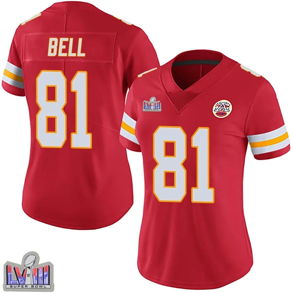 Women's Kansas City Chiefs Blake Bell Nike Team Color Vapor Untouchable Super Bowl LVIII Patch Limited Red Jersey Women's Kansas City Chiefs Blake Bell Nike Team Color Vapor Untouchable Super Bowl LVIII Patch Limited Red Jersey