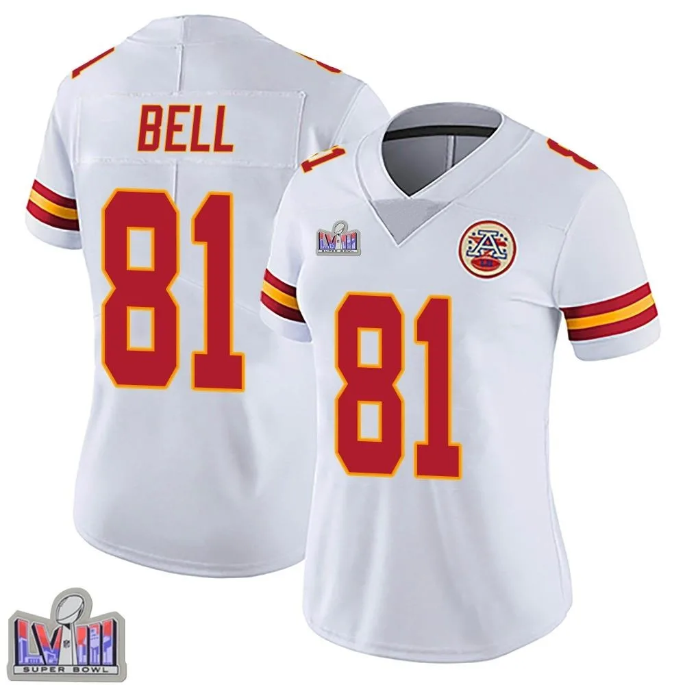 Women's Kansas City Chiefs Blake Bell Nike Vapor Untouchable Super Bowl LVIII Patch Limited White Jersey Women's Kansas City Chiefs Blake Bell Nike Vapor Untouchable Super Bowl LVIII Patch Limited White Jersey