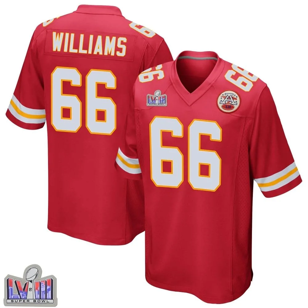 Youth Kansas City Chiefs Brandon Williams Nike Team Color Super Bowl LVIII Patch Game Red Jersey Youth Kansas City Chiefs Brandon Williams Nike Team Color Super Bowl LVIII Patch Game Red Jersey