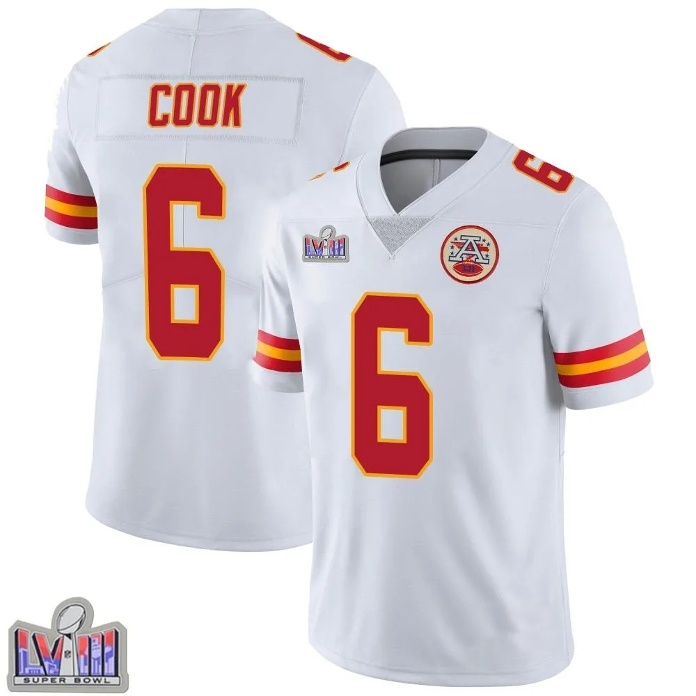 Men's Kansas City Chiefs Bryan Cook Nike Vapor Untouchable Super Bowl LVIII Patch Limited White Jersey Men's Kansas City Chiefs Bryan Cook Nike Vapor Untouchable Super Bowl LVIII Patch Limited White Jersey