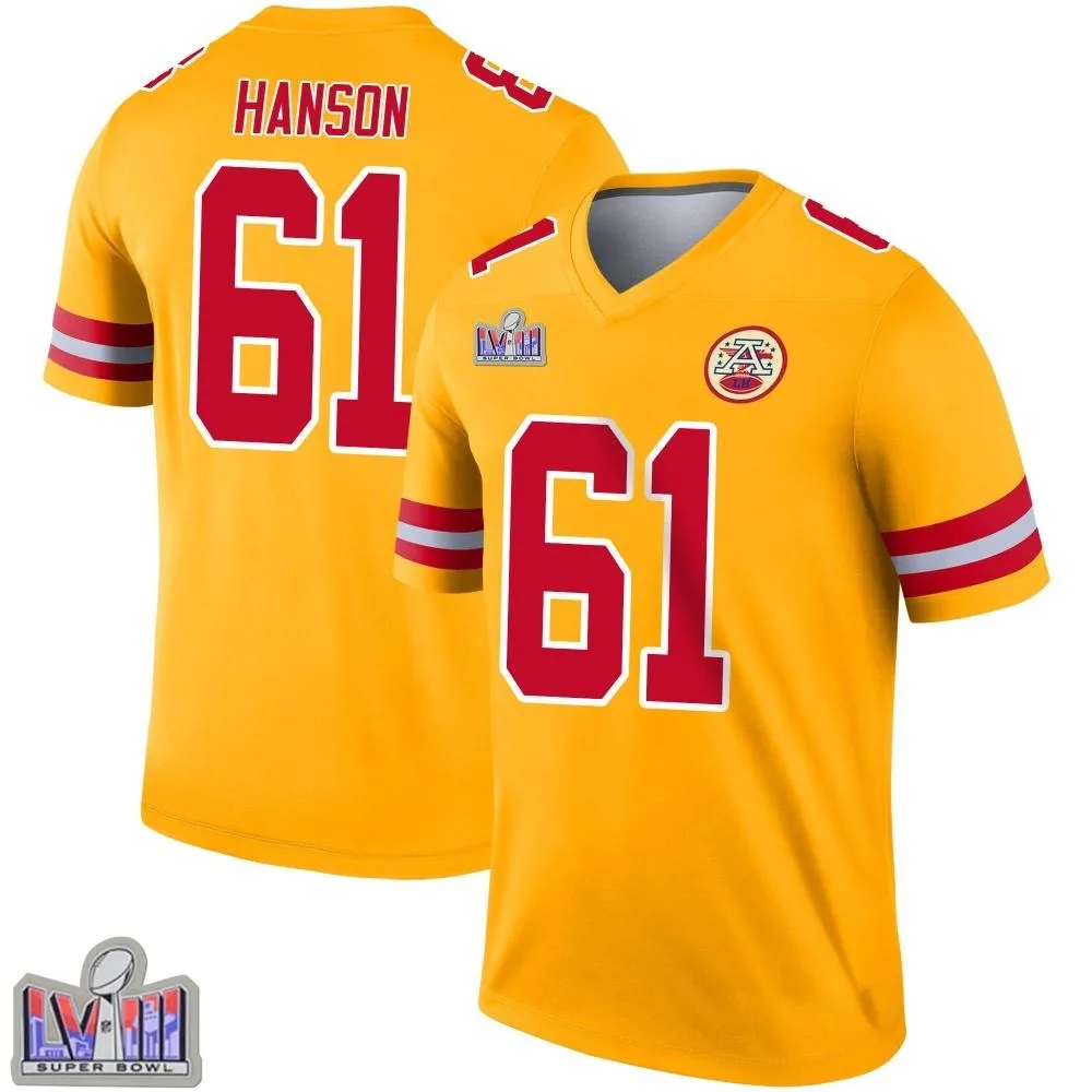 Youth Kansas City Chiefs C.j. Hanson Nike Inverted Super Bowl LVIII Patch Legend Gold Jersey Youth Kansas City Chiefs C.j. Hanson Nike Inverted Super Bowl LVIII Patch Legend Gold Jersey