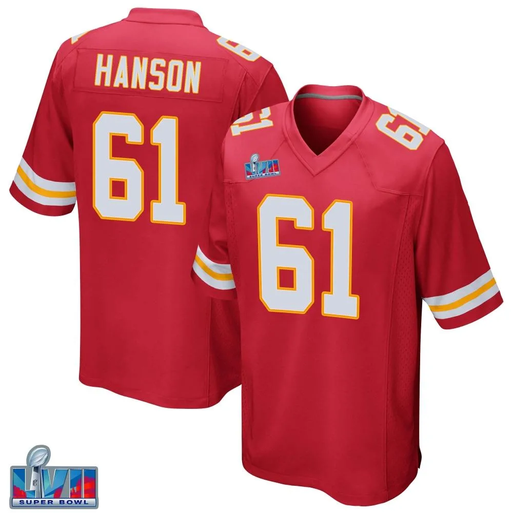 Youth Kansas City Chiefs C.j. Hanson Nike Team Color Super Bowl LVII Patch Game Red Jersey Youth Kansas City Chiefs C.j. Hanson Nike Team Color Super Bowl LVII Patch Game Red Jersey