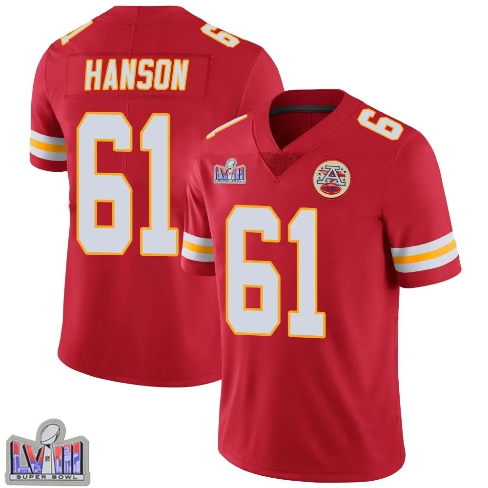 Youth Kansas City Chiefs C.j. Hanson Nike Team Color Vapor Untouchable Super Bowl LVIII Patch Limited Red Jersey Youth Kansas City Chiefs C.j. Hanson Nike Team Color Vapor Untouchable Super Bowl LVIII Patch Limited Red Jersey