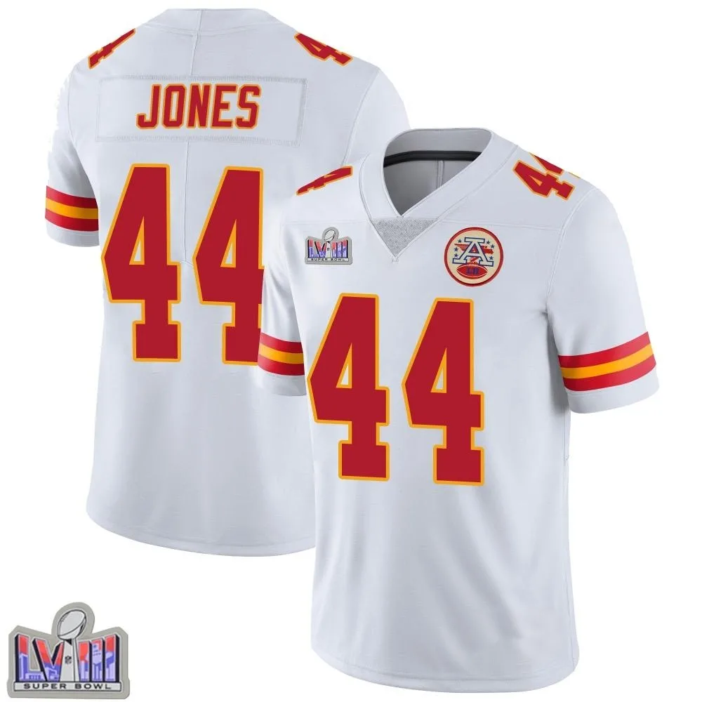 Men's Kansas City Chiefs Cam Jones Nike Vapor Untouchable Super Bowl LVIII Patch Limited White Jersey Men's Kansas City Chiefs Cam Jones Nike Vapor Untouchable Super Bowl LVIII Patch Limited White Jersey