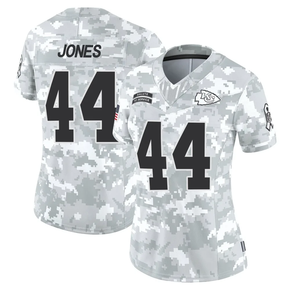 Women's Kansas City Chiefs Cam Jones Nike 2024 Salute to Service Limited Arctic Camo Jersey Women's Kansas City Chiefs Cam Jones Nike 2024 Salute to Service Limited Arctic Camo Jersey