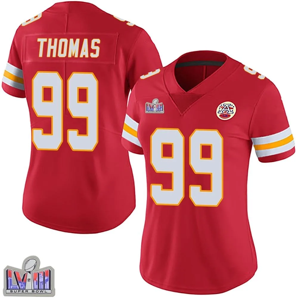 Women's Kansas City Chiefs Cameron Thomas Nike Team Color Vapor Untouchable Super Bowl LVIII Patch Limited Red Jersey Women's Kansas City Chiefs Cameron Thomas Nike Team Color Vapor Untouchable Super Bowl LVIII Patch Limited Red Jersey