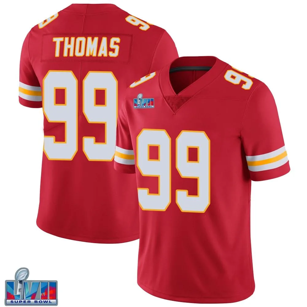 Youth Kansas City Chiefs Cameron Thomas Nike Team Color Vapor Untouchable Super Bowl LVII Patch Limited Red Jersey Youth Kansas City Chiefs Cameron Thomas Nike Team Color Vapor Untouchable Super Bowl LVII Patch Limited Red Jersey