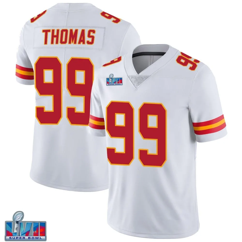 Youth Kansas City Chiefs Cameron Thomas Nike Vapor Untouchable Super Bowl LVII Patch Limited White Jersey Youth Kansas City Chiefs Cameron Thomas Nike Vapor Untouchable Super Bowl LVII Patch Limited White Jersey