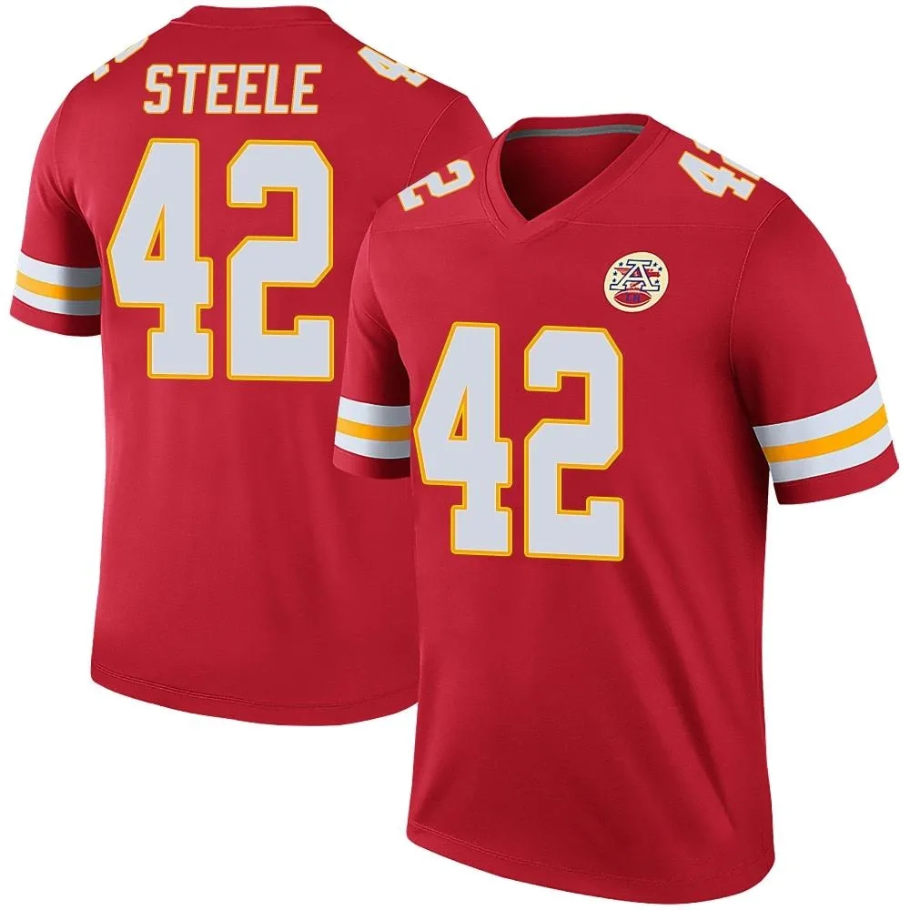 Men's Kansas City Chiefs Carson Steele Nike Color Rush Legend Red Jersey Men's Kansas City Chiefs Carson Steele Nike Color Rush Legend Red Jersey