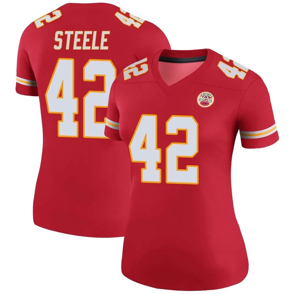 Women's Kansas City Chiefs Carson Steele Nike Color Rush Legend Red Jersey Women's Kansas City Chiefs Carson Steele Nike Color Rush Legend Red Jersey