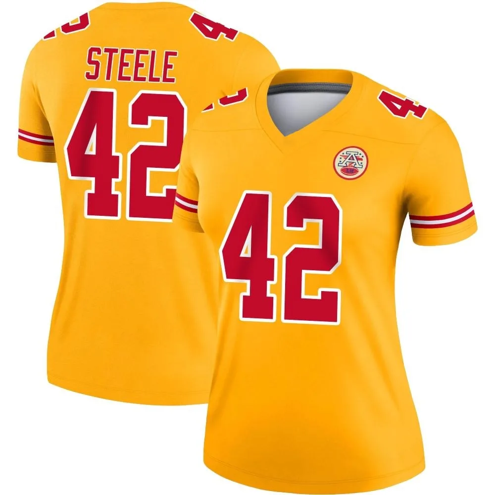 Women's Kansas City Chiefs Carson Steele Nike Inverted Legend Gold Jersey Women's Kansas City Chiefs Carson Steele Nike Inverted Legend Gold Jersey