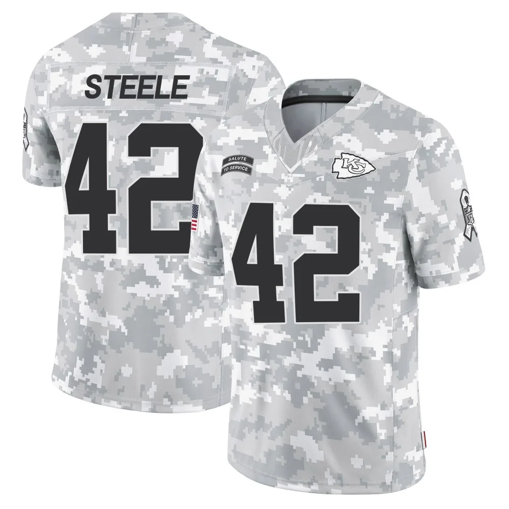 Youth Kansas City Chiefs Carson Steele Nike 2024 Salute to Service Limited Arctic Camo Jersey Youth Kansas City Chiefs Carson Steele Nike 2024 Salute to Service Limited Arctic Camo Jersey