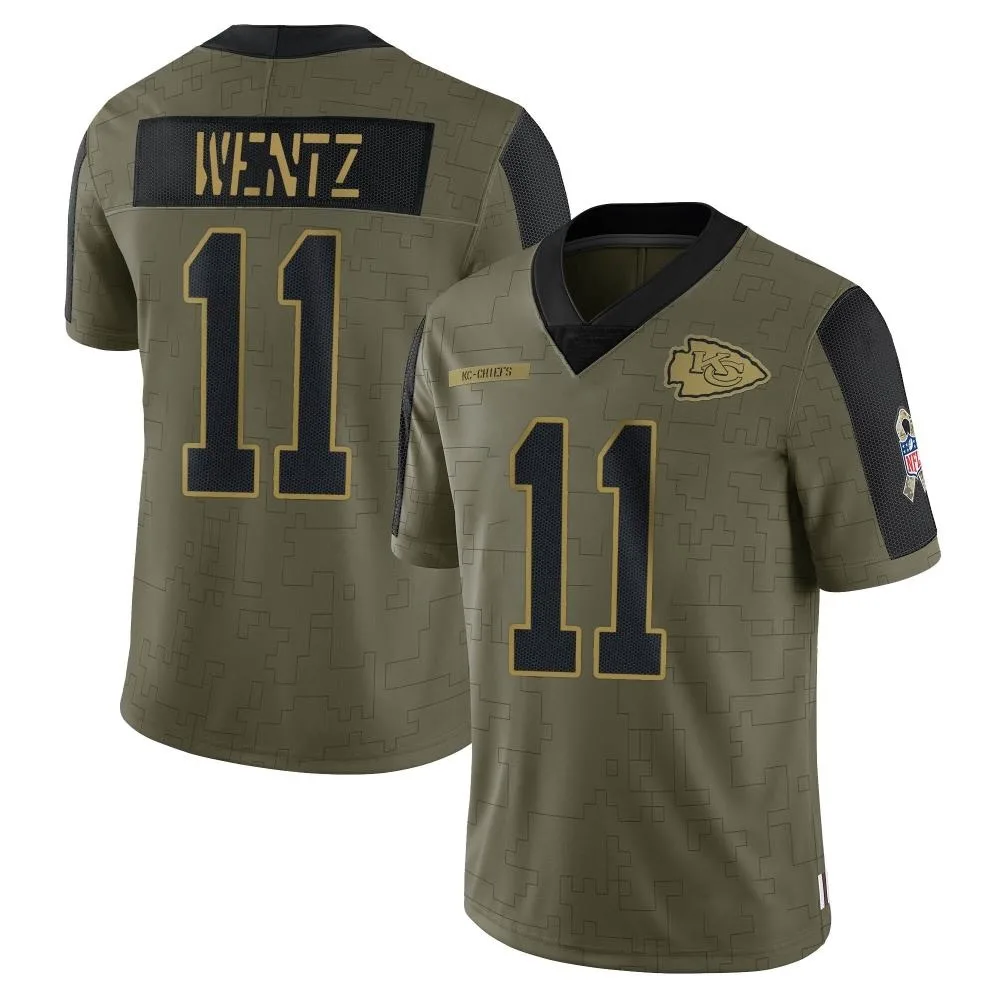 Men's Kansas City Chiefs Carson Wentz Nike 2021 Salute To Service Limited Olive Jersey Men's Kansas City Chiefs Carson Wentz Nike 2021 Salute To Service Limited Olive Jersey