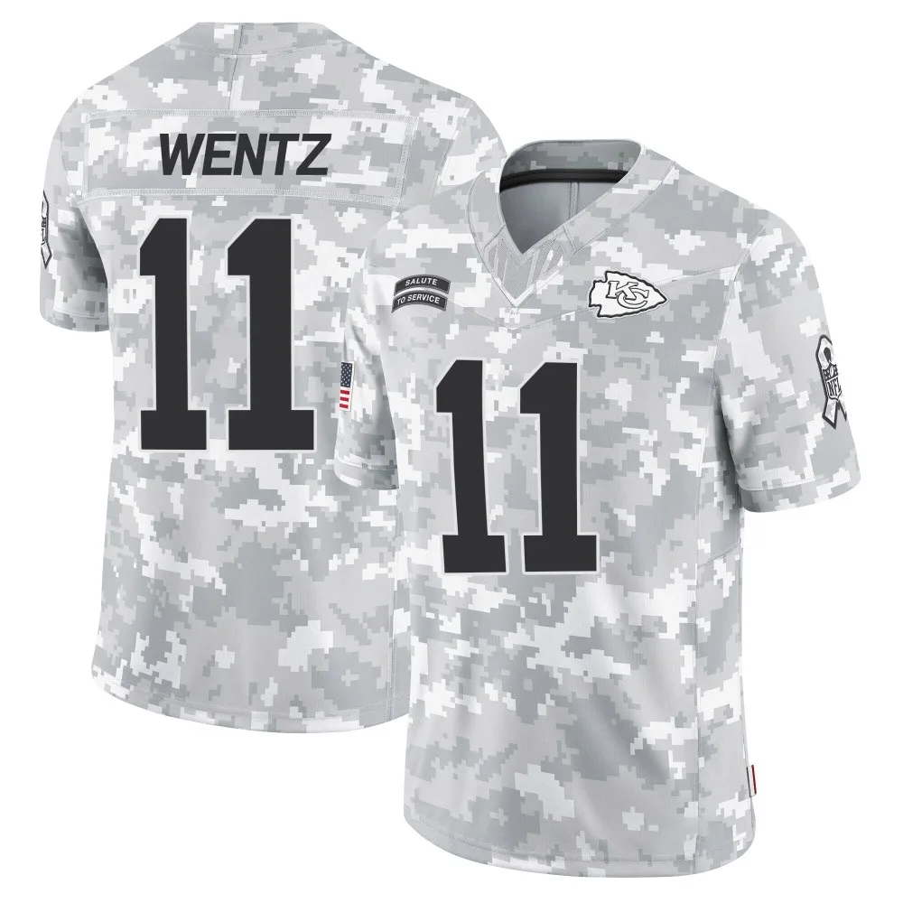 Men's Kansas City Chiefs Carson Wentz Nike 2024 Salute to Service Limited Arctic Camo Jersey Men's Kansas City Chiefs Carson Wentz Nike 2024 Salute to Service Limited Arctic Camo Jersey