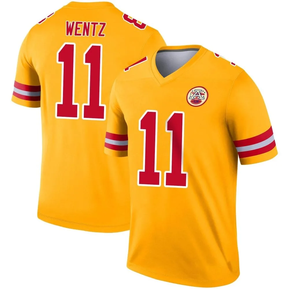 Men's Kansas City Chiefs Carson Wentz Nike Inverted Legend Gold Jersey Men's Kansas City Chiefs Carson Wentz Nike Inverted Legend Gold Jersey