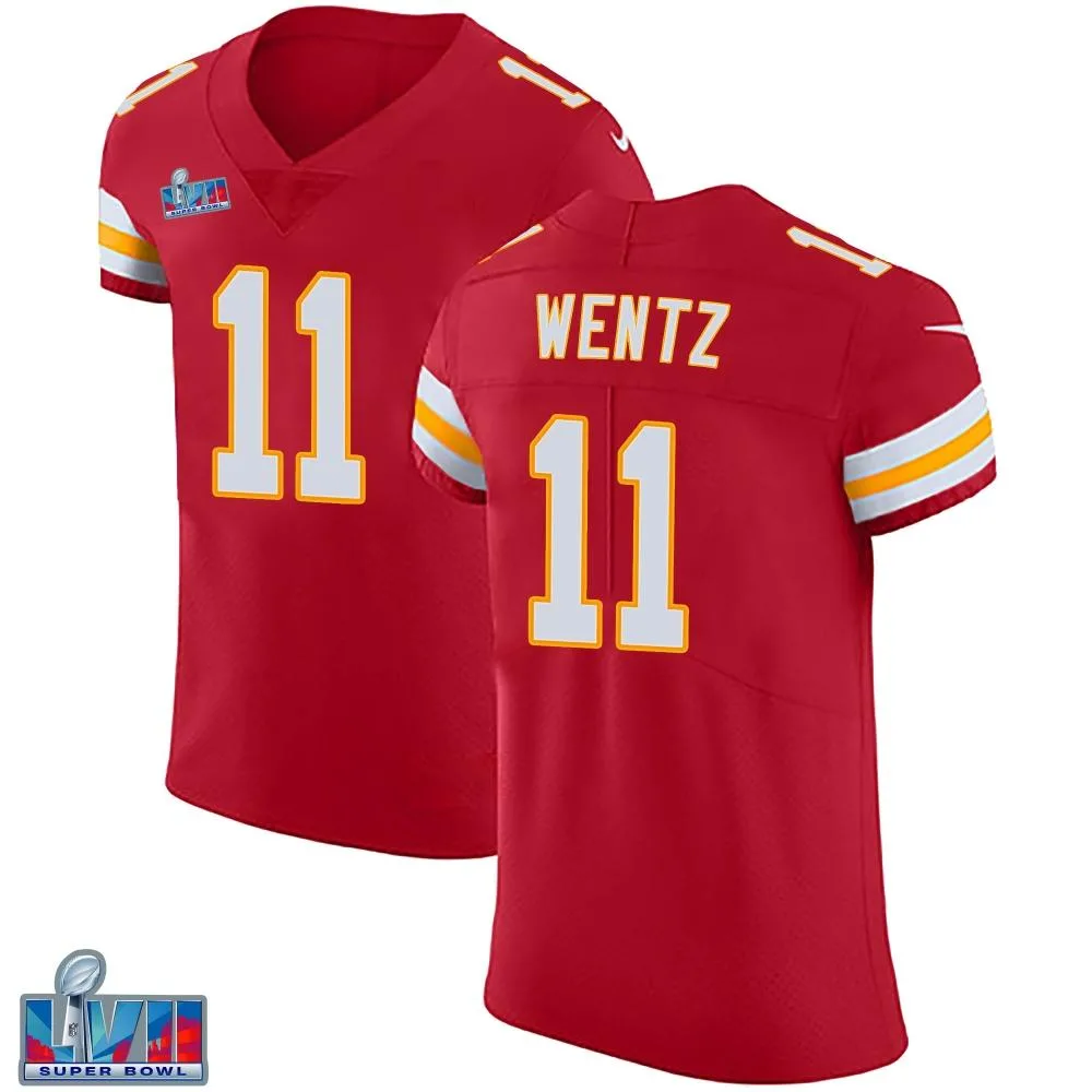 Men's Kansas City Chiefs Carson Wentz Nike Team Color Vapor Untouchable Super Bowl LVII Patch Elite Red Jersey Men's Kansas City Chiefs Carson Wentz Nike Team Color Vapor Untouchable Super Bowl LVII Patch Elite Red Jersey