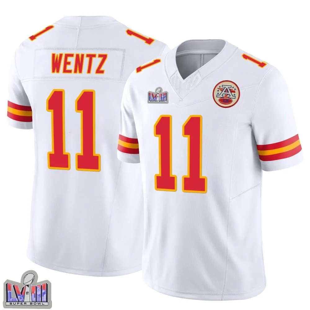 Men's Kansas City Chiefs Carson Wentz Nike Vapor F.U.S.E. Super Bowl LVIII Patch Limited White Jersey Men's Kansas City Chiefs Carson Wentz Nike Vapor F.U.S.E. Super Bowl LVIII Patch Limited White Jersey