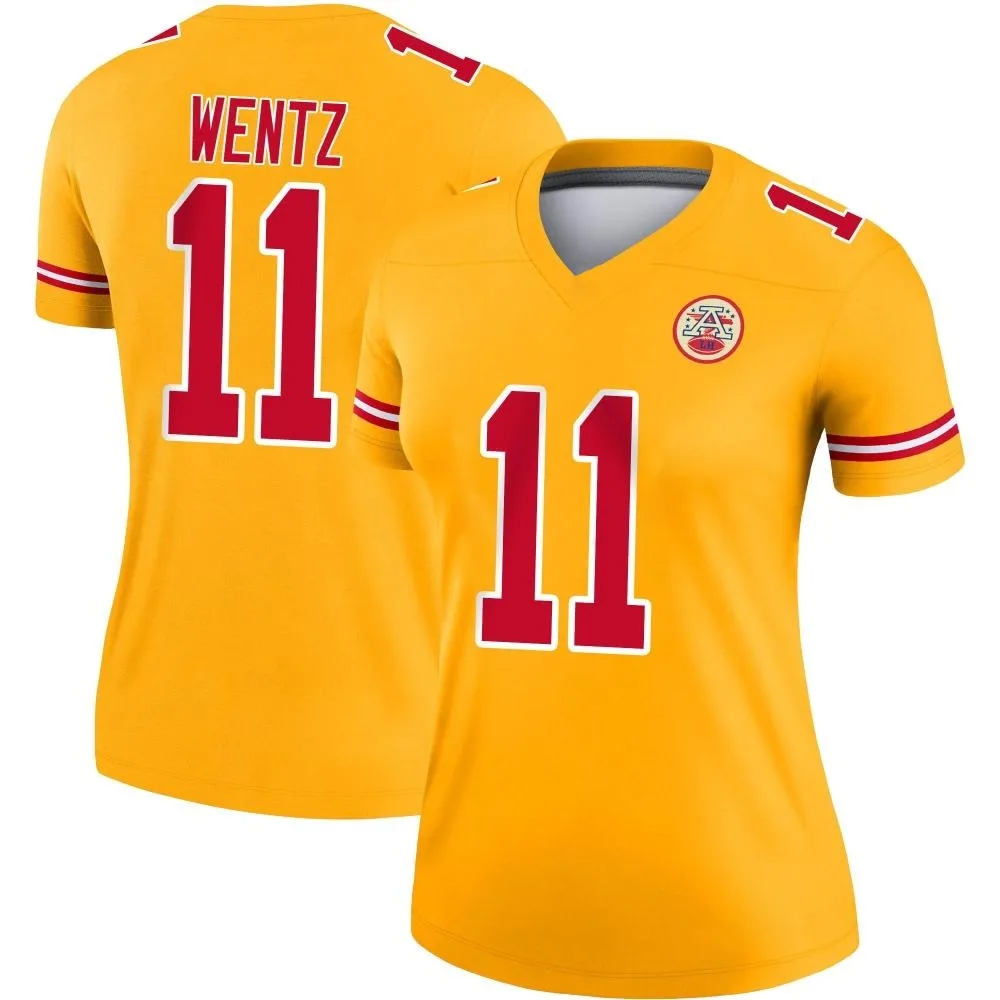 Women's Kansas City Chiefs Carson Wentz Nike Inverted Legend Gold Jersey Women's Kansas City Chiefs Carson Wentz Nike Inverted Legend Gold Jersey
