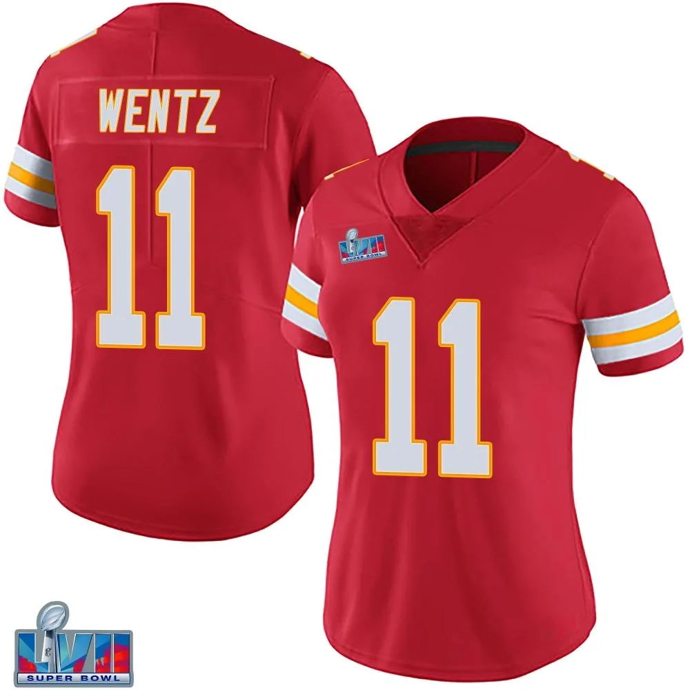 Women's Kansas City Chiefs Carson Wentz Nike Team Color Vapor Untouchable Super Bowl LVII Patch Limited Red Jersey Women's Kansas City Chiefs Carson Wentz Nike Team Color Vapor Untouchable Super Bowl LVII Patch Limited Red Jersey