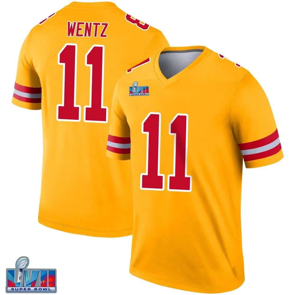 Youth Kansas City Chiefs Carson Wentz Nike Inverted Super Bowl LVII Patch Legend Gold Jersey Youth Kansas City Chiefs Carson Wentz Nike Inverted Super Bowl LVII Patch Legend Gold Jersey