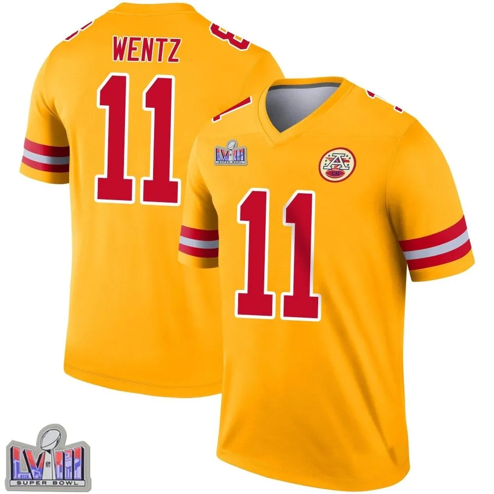 Youth Kansas City Chiefs Carson Wentz Nike Inverted Super Bowl LVIII Patch Legend Gold Jersey Youth Kansas City Chiefs Carson Wentz Nike Inverted Super Bowl LVIII Patch Legend Gold Jersey