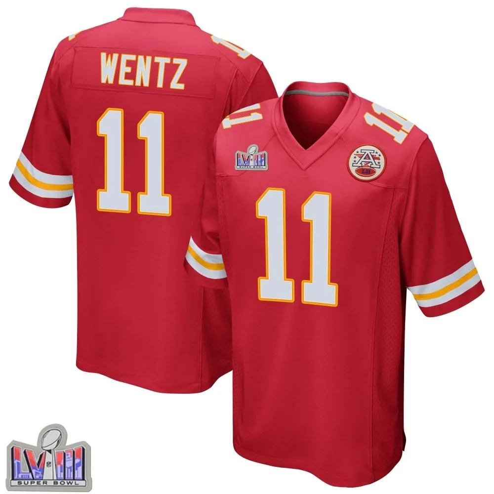 Youth Kansas City Chiefs Carson Wentz Nike Team Color Super Bowl LVIII Patch Game Red Jersey Youth Kansas City Chiefs Carson Wentz Nike Team Color Super Bowl LVIII Patch Game Red Jersey