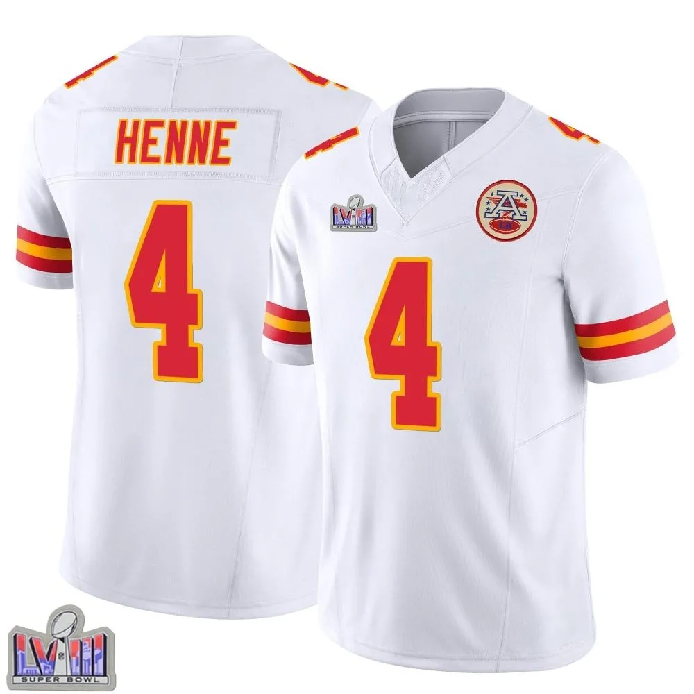 Men's Kansas City Chiefs Chad Henne Nike Vapor F.U.S.E. Super Bowl LVIII Patch Limited White Jersey Men's Kansas City Chiefs Chad Henne Nike Vapor F.U.S.E. Super Bowl LVIII Patch Limited White Jersey