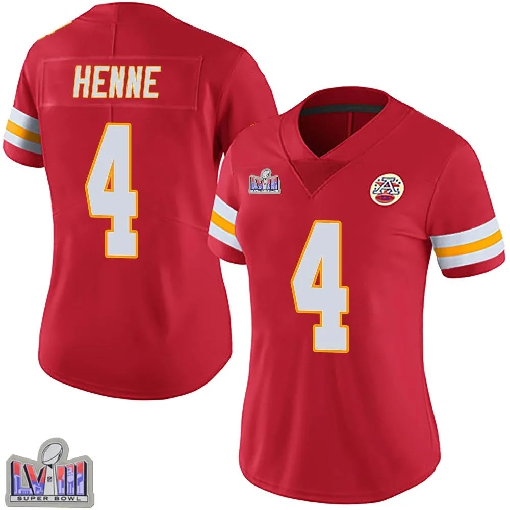 Women's Kansas City Chiefs Chad Henne Nike Team Color Vapor Untouchable Super Bowl LVIII Patch Limited Red Jersey Women's Kansas City Chiefs Chad Henne Nike Team Color Vapor Untouchable Super Bowl LVIII Patch Limited Red Jersey