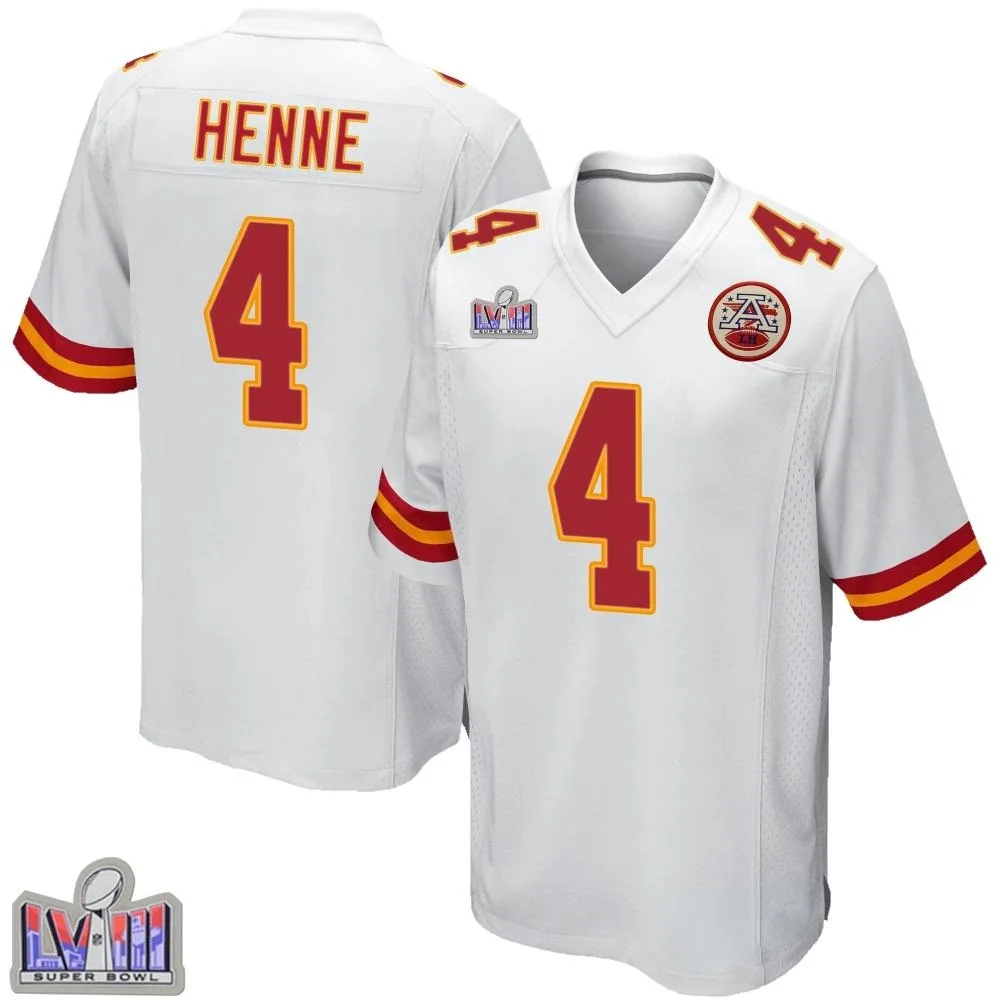 Youth Kansas City Chiefs Chad Henne Nike Super Bowl LVIII Patch Game White Jersey Youth Kansas City Chiefs Chad Henne Nike Super Bowl LVIII Patch Game White Jersey