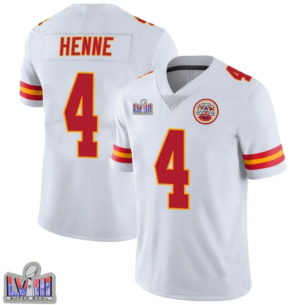 Youth Kansas City Chiefs Chad Henne Nike Vapor Untouchable Super Bowl LVIII Patch Limited White Jersey Youth Kansas City Chiefs Chad Henne Nike Vapor Untouchable Super Bowl LVIII Patch Limited White Jersey