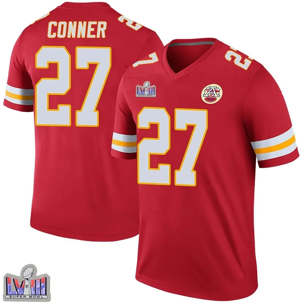 Youth Kansas City Chiefs Chamarri Conner Nike Color Rush Super Bowl LVIII Patch Legend Red Jersey Youth Kansas City Chiefs Chamarri Conner Nike Color Rush Super Bowl LVIII Patch Legend Red Jersey