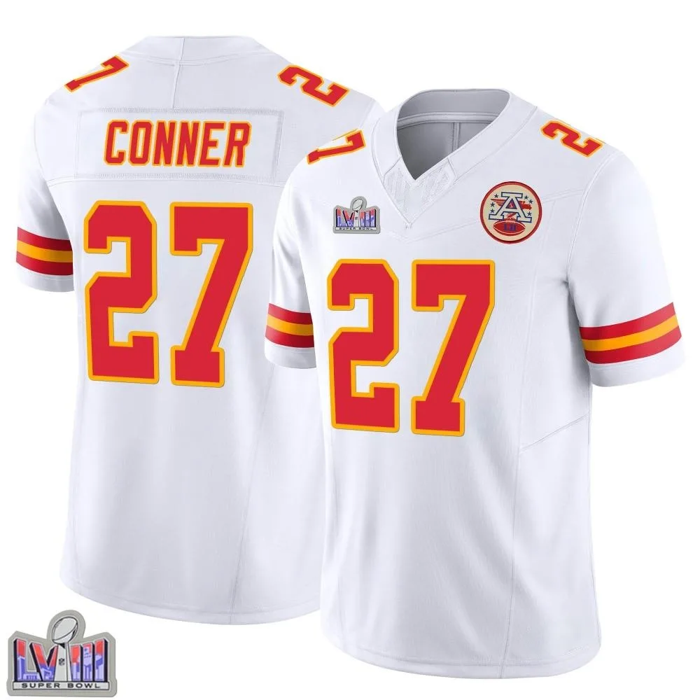 Youth Kansas City Chiefs Chamarri Conner Nike Vapor F.U.S.E. Super Bowl LVIII Patch Limited White Jersey Youth Kansas City Chiefs Chamarri Conner Nike Vapor F.U.S.E. Super Bowl LVIII Patch Limited White Jersey